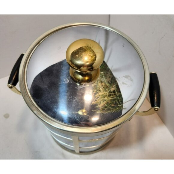 Vintage Kraftware Two-Toned Chrome & Brass Ice Bucket w/Insulated Plastic Lining - Picture 2 of 14